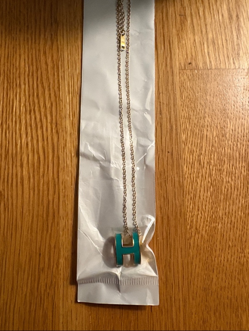 Stainless steel Green Gold tone Pendant Large